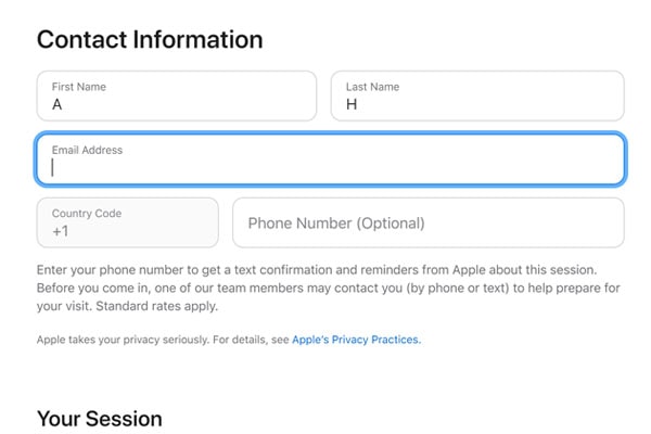 apple store domain appointment customer service